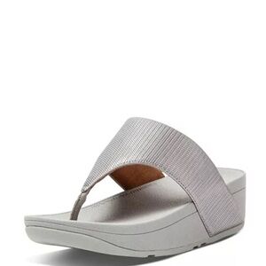 Fitflop Olicve textured Glitz Toe Post Sandals in silver size 6